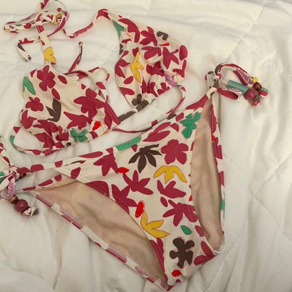 Two piece bikini floral flowers